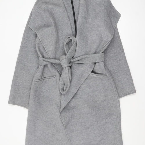 Primark Women's Grey Belted Mid-Length Overcoat Size 18