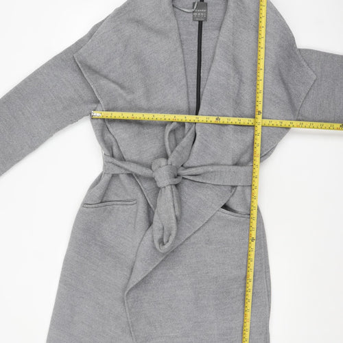 Primark Women's Grey Belted Mid-Length Overcoat Size 18