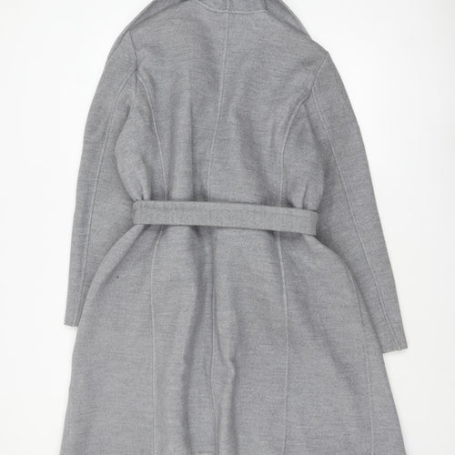 Primark Women's Grey Belted Mid-Length Overcoat Size 18