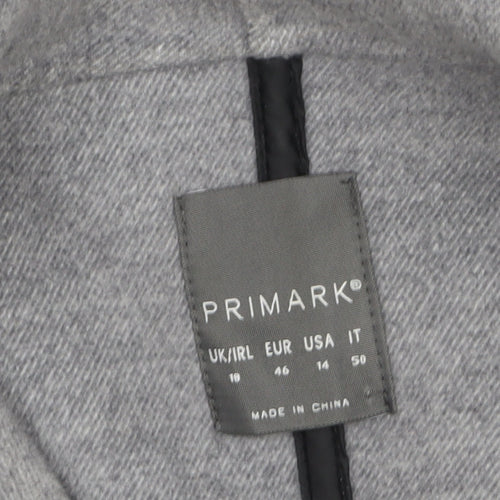 Primark Women's Grey Belted Mid-Length Overcoat Size 18