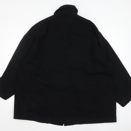 Wallis Women’s Black Wool Overcoat Size 14 Embroidered Classic Style