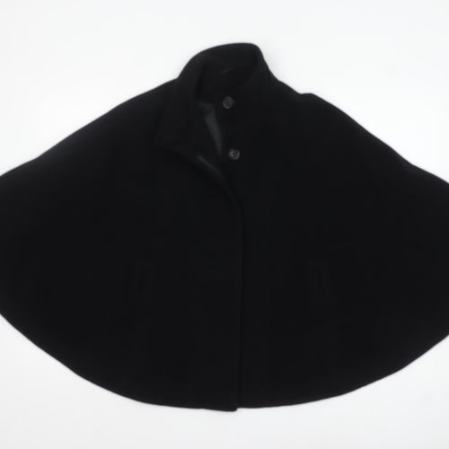 Principles Women Black Wool Blend Cape Coat Lined Elegant Size L