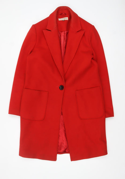 Miss Selfridge Womens Red Wool Blend Long Overcoat Size 10
