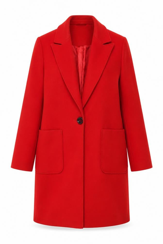 Miss Selfridge Womens Red Wool Blend Long Overcoat Size 10