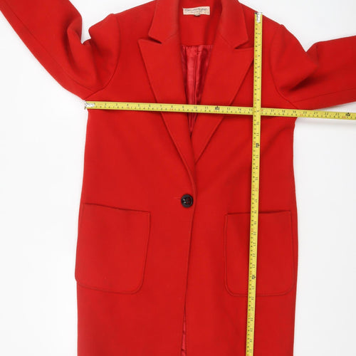 Miss Selfridge Womens Red Wool Blend Long Overcoat Size 10