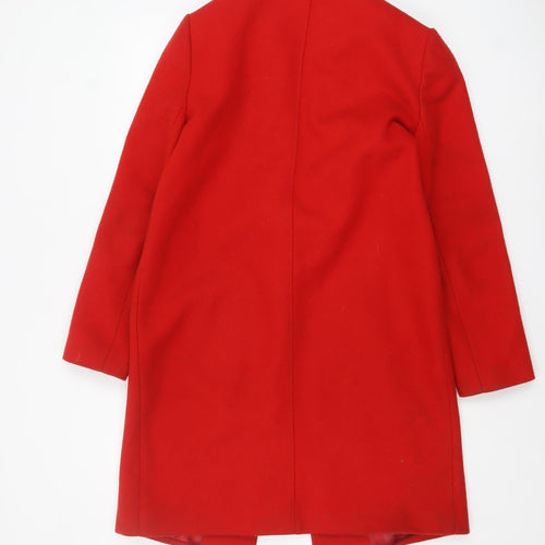Miss Selfridge Womens Red Wool Blend Long Overcoat Size 10
