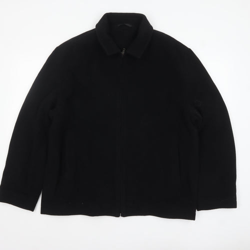 Bakerstreet Men's Black Wool Blend Mid-Length Zip Jacket L