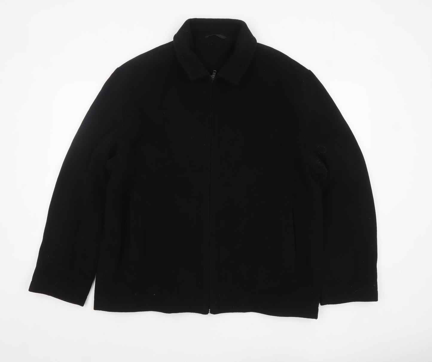 Bakerstreet Men's Black Wool Blend Mid-Length Zip Jacket L
