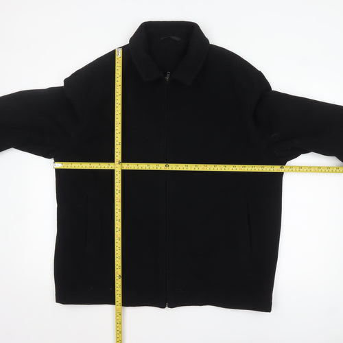 Bakerstreet Men's Black Wool Blend Mid-Length Zip Jacket L