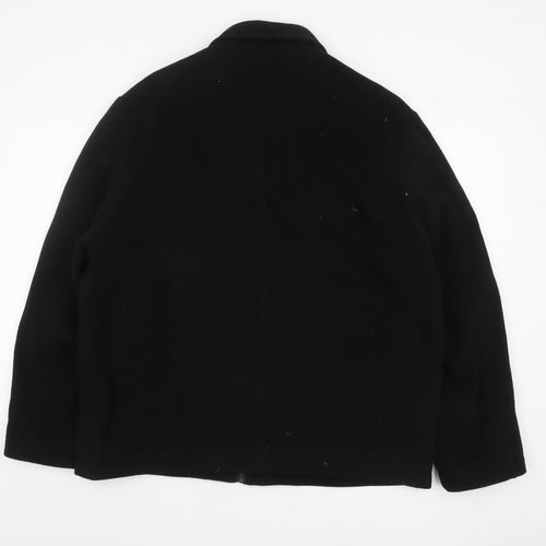 Bakerstreet Men's Black Wool Blend Mid-Length Zip Jacket L