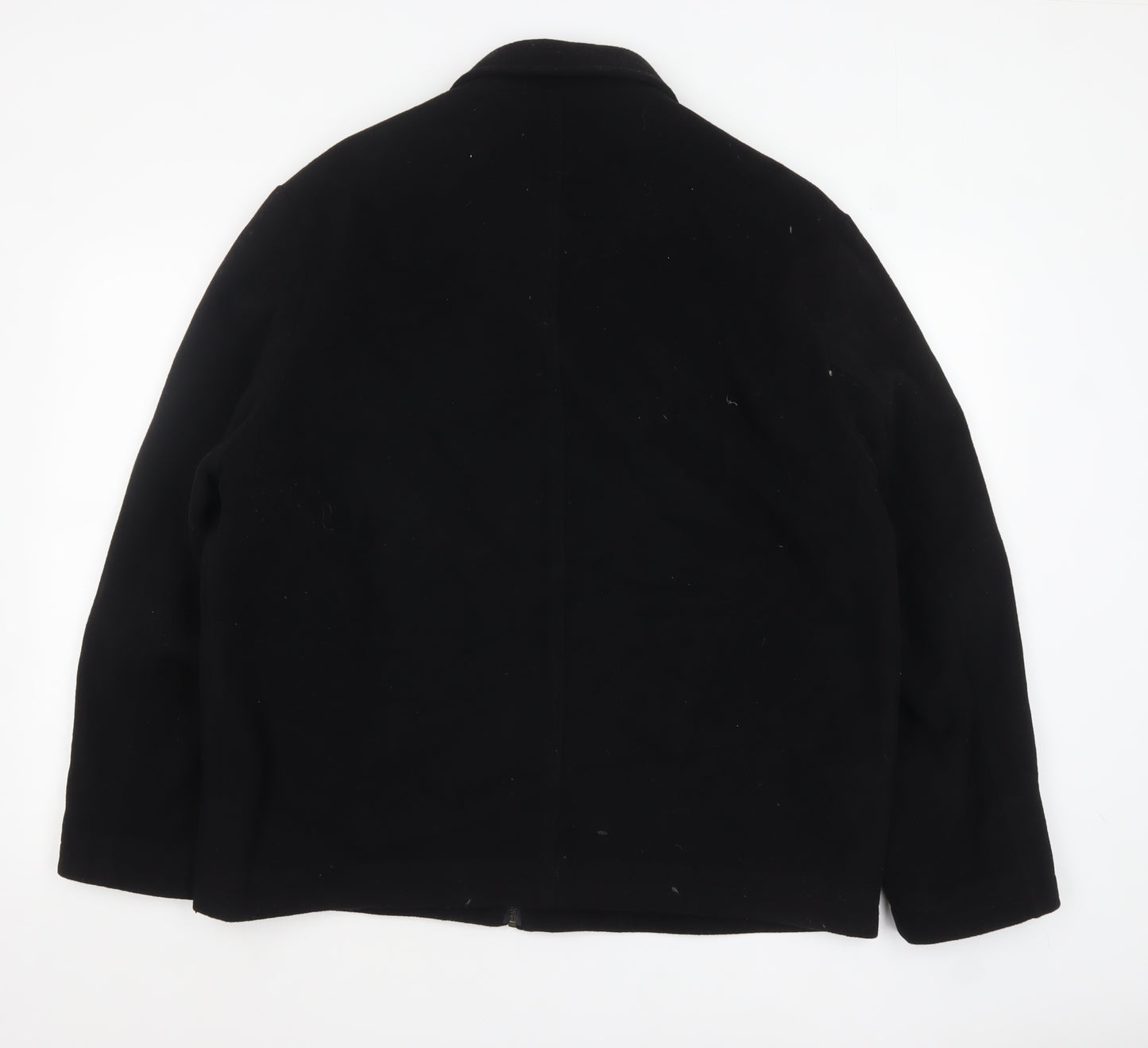 Bakerstreet Men's Black Wool Blend Mid-Length Zip Jacket L