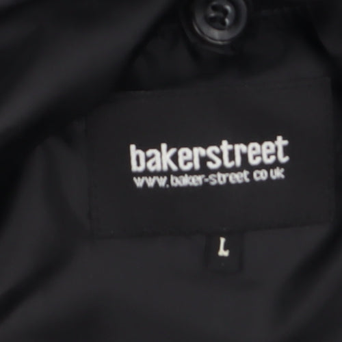 Bakerstreet Men's Black Wool Blend Mid-Length Zip Jacket L