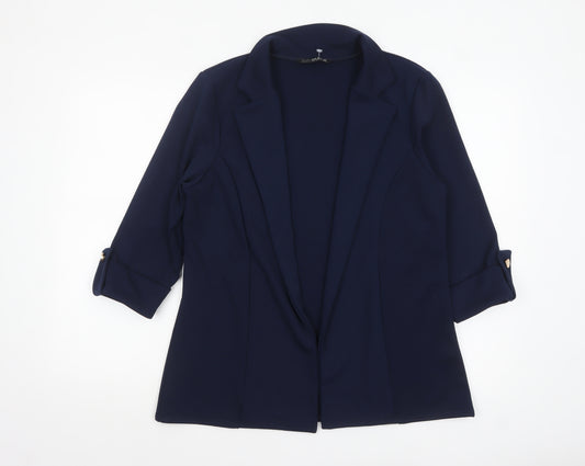 Quiz Women Navy Blue Long Sleeve Open Front Blazer UK 16