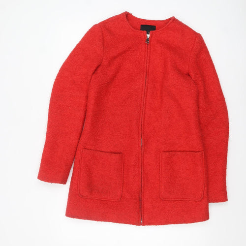 New Look Women's Red Mid-Length Wool Blend Zip Coat Size 8