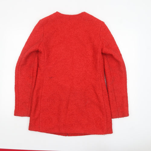 New Look Women's Red Mid-Length Wool Blend Zip Coat Size 8