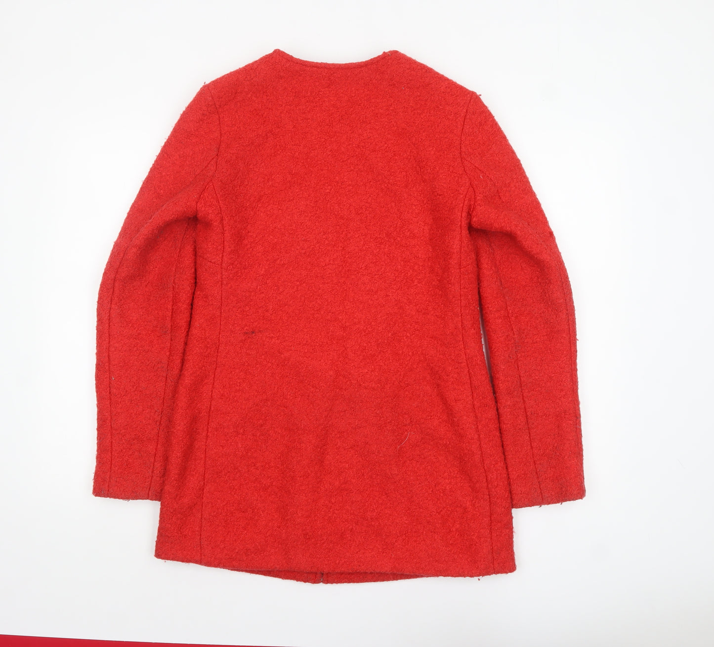 New Look Women's Red Mid-Length Wool Blend Zip Coat Size 8