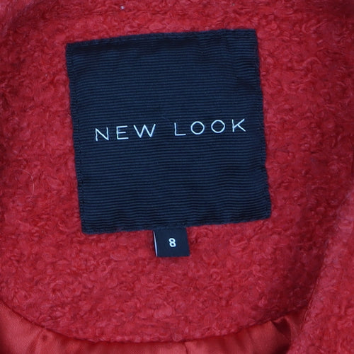 New Look Women's Red Mid-Length Wool Blend Zip Coat Size 8