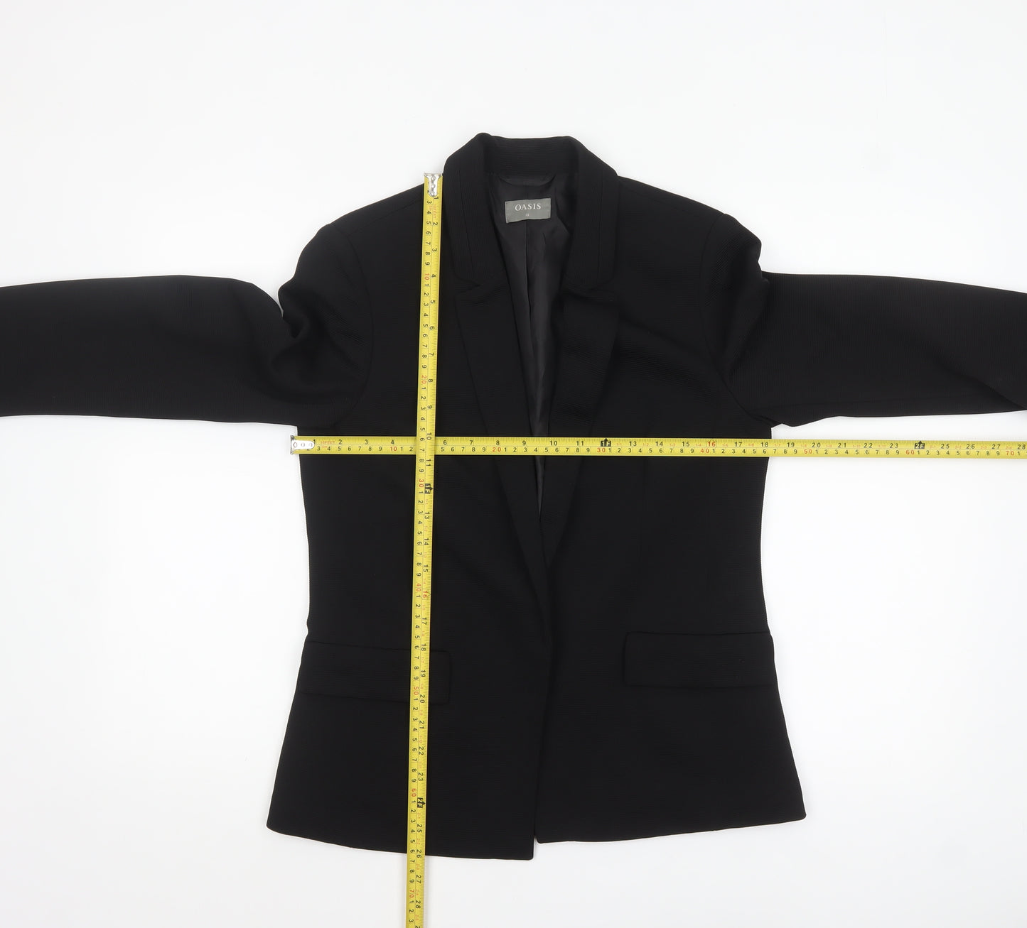 Oasis Women Black Size 12 Single-Breasted Notch Lapel Blazer