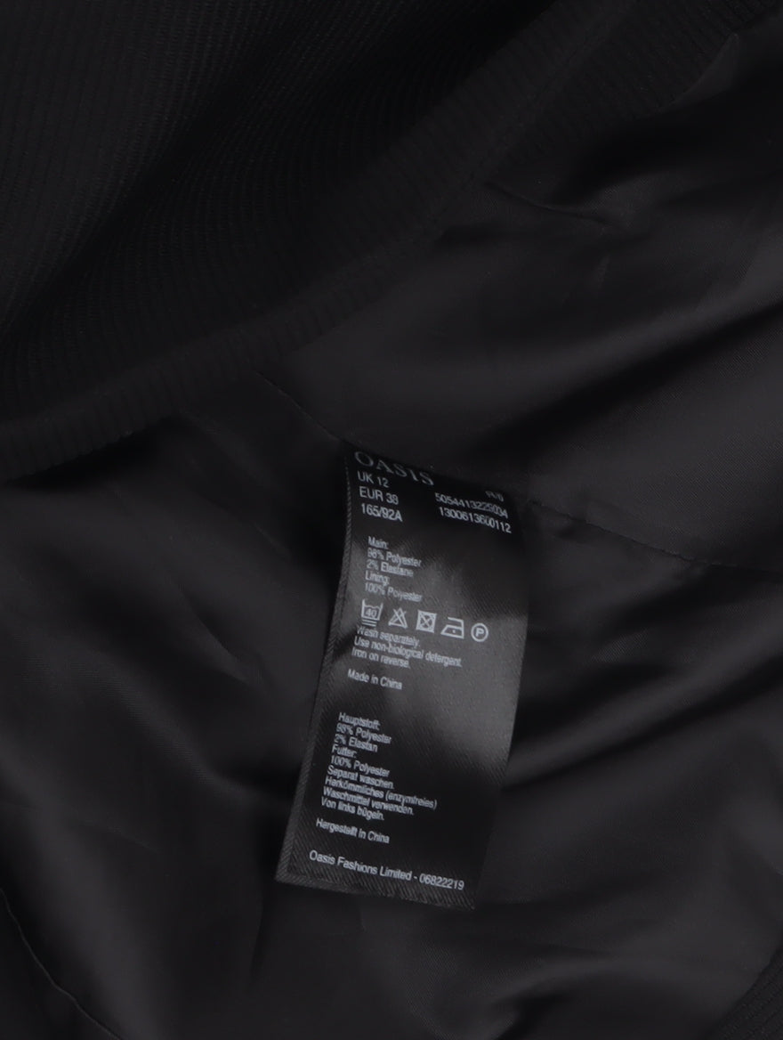 Oasis Women Black Size 12 Single-Breasted Notch Lapel Blazer