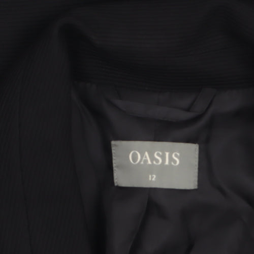 Oasis Women Black Size 12 Single-Breasted Notch Lapel Blazer