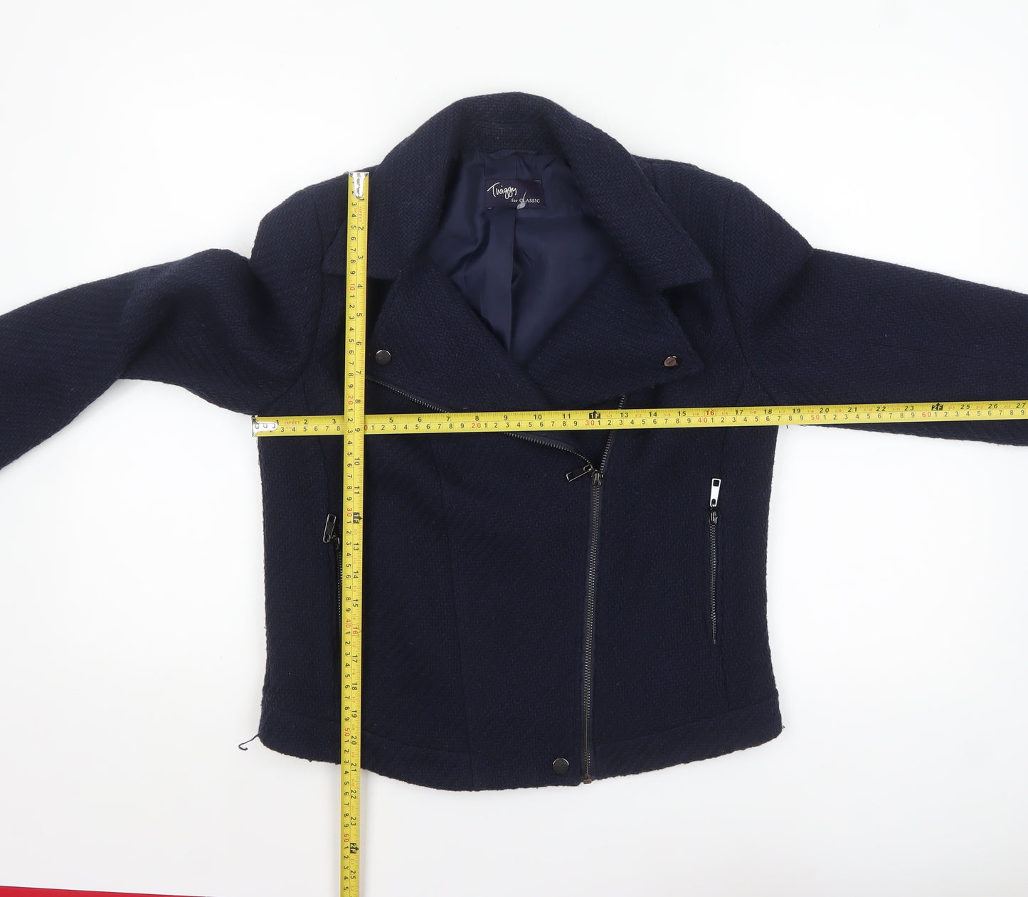 Marks and Spencer Women’s Blue Wool Blend Biker Jacket UK 10