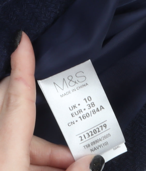 Marks and Spencer Women’s Blue Wool Blend Biker Jacket UK 10