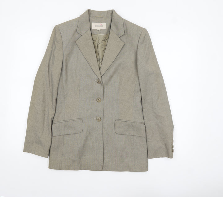 Next Women's Grey Single-Breasted Blazer Jacket Size 8 Classic Fit