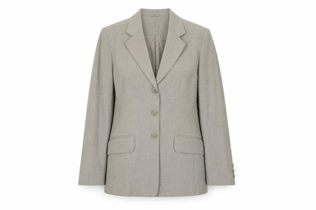Front view of Next Women's Grey Single-Breasted Blazer Jacket, size 8, Classic Fit