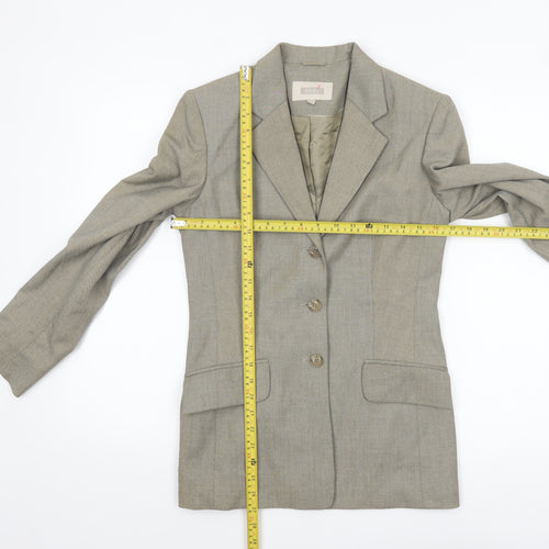 Next Women's Grey Single-Breasted Blazer Jacket Size 8 Classic Fit
