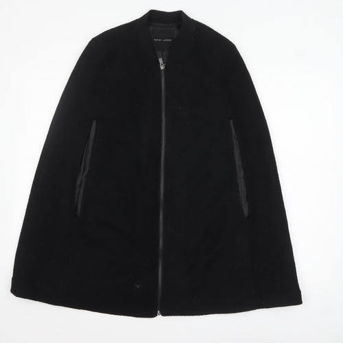 New Look Womens Black Wool Blend Cape Jacket Size 8