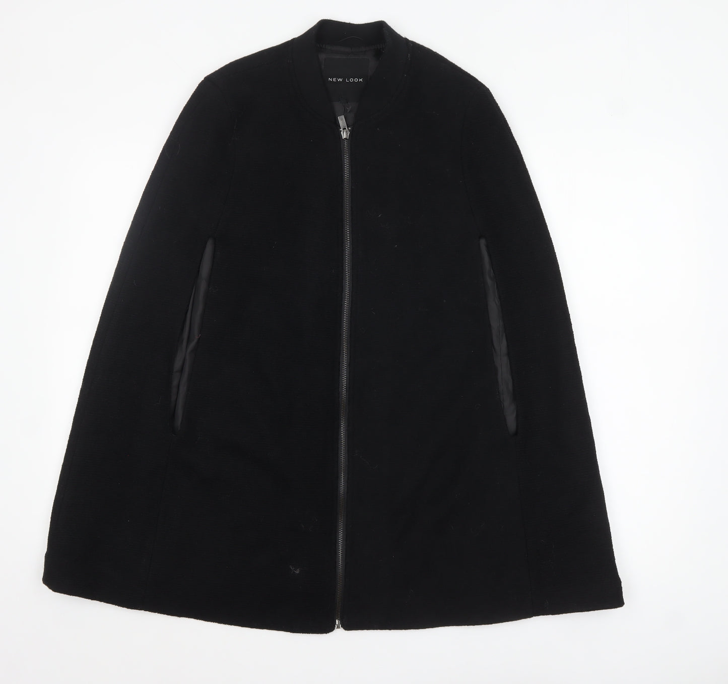New Look Womens Black Wool Blend Cape Jacket Size 8