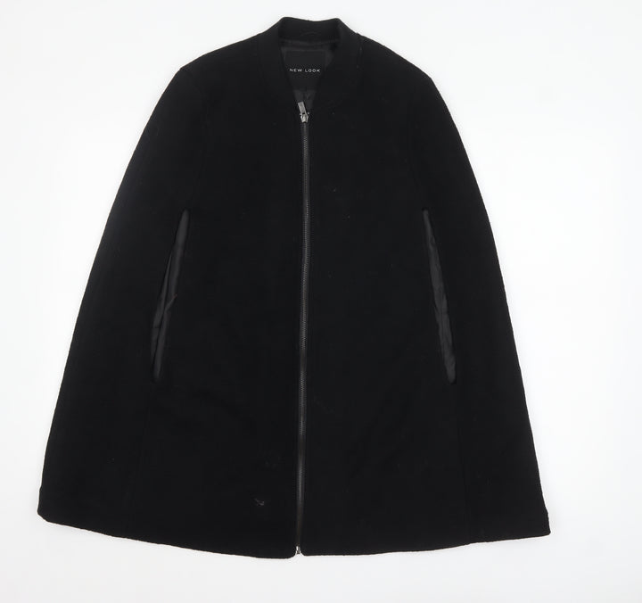 New Look Womens Black Wool Blend Cape Jacket Size 8