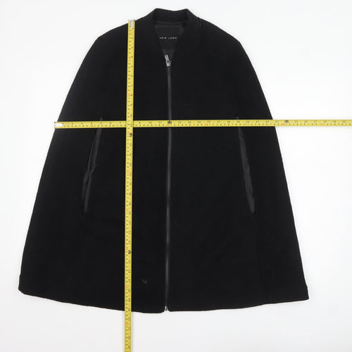 New Look Womens Black Wool Blend Cape Jacket Size 8