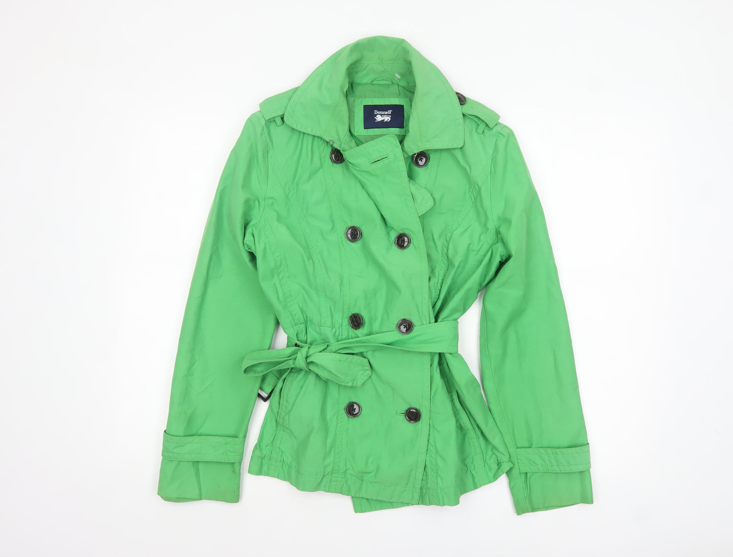 Donnell Women’s Green Trench Coat Belted Size 12 Classic Style