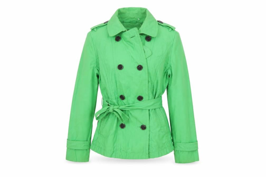 Donnell Women’s Green Trench Coat Belted Size 12 Classic Style