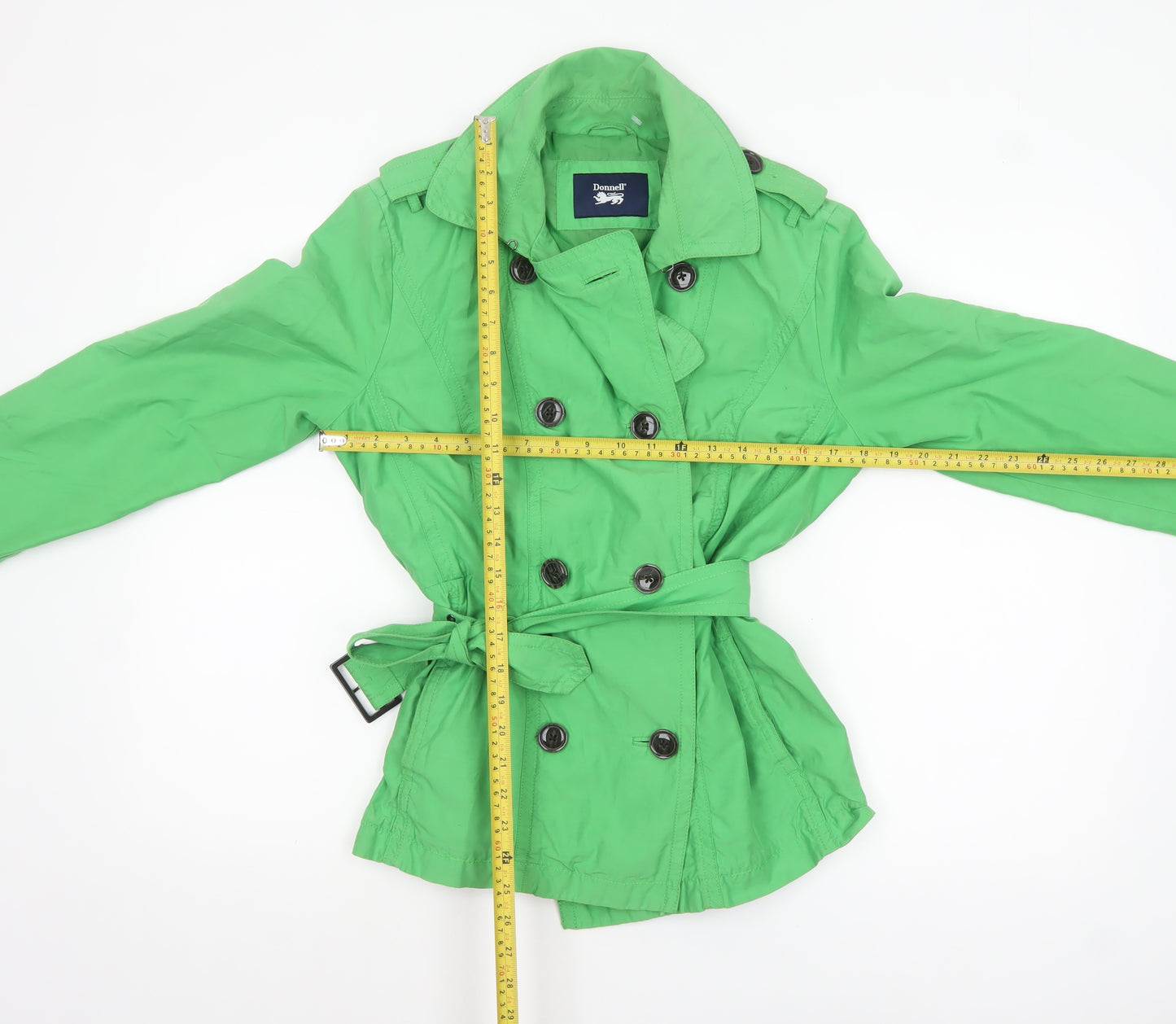 Donnell Women’s Green Trench Coat Belted Size 12 Classic Style