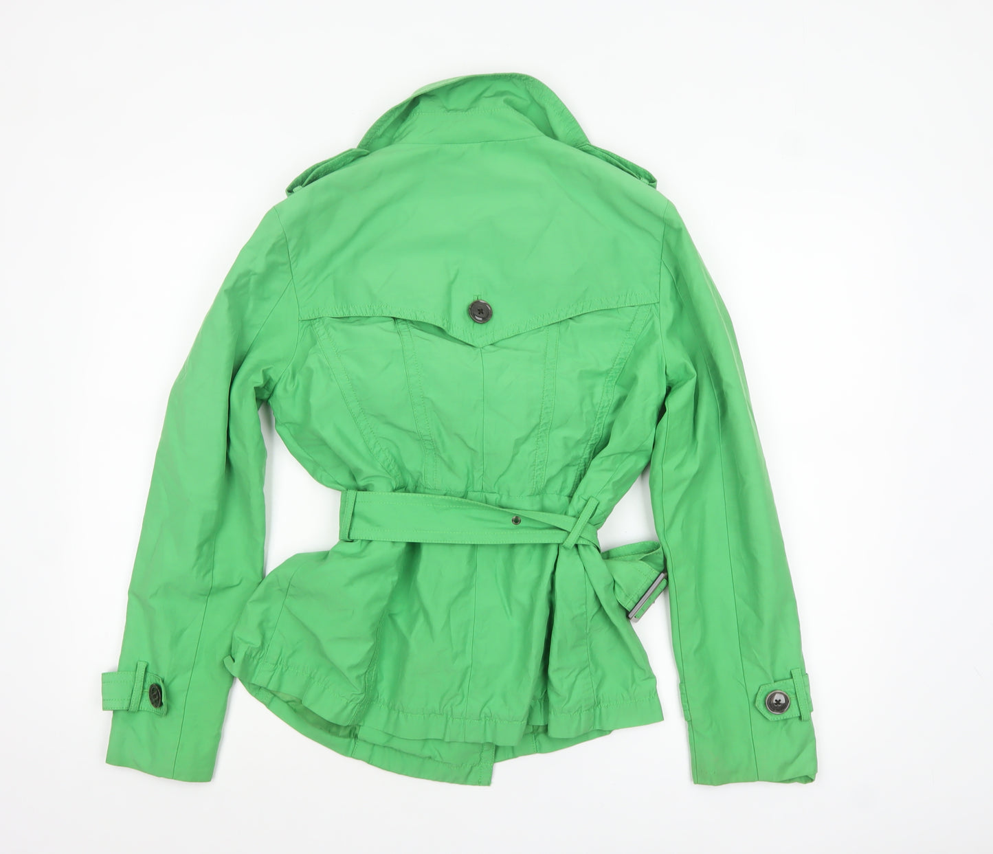 Donnell Women’s Green Trench Coat Belted Size 12 Classic Style