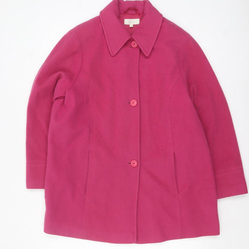Marks and Spencer Women's Pink Wool Blend Mid-Length Button Coat Size 14