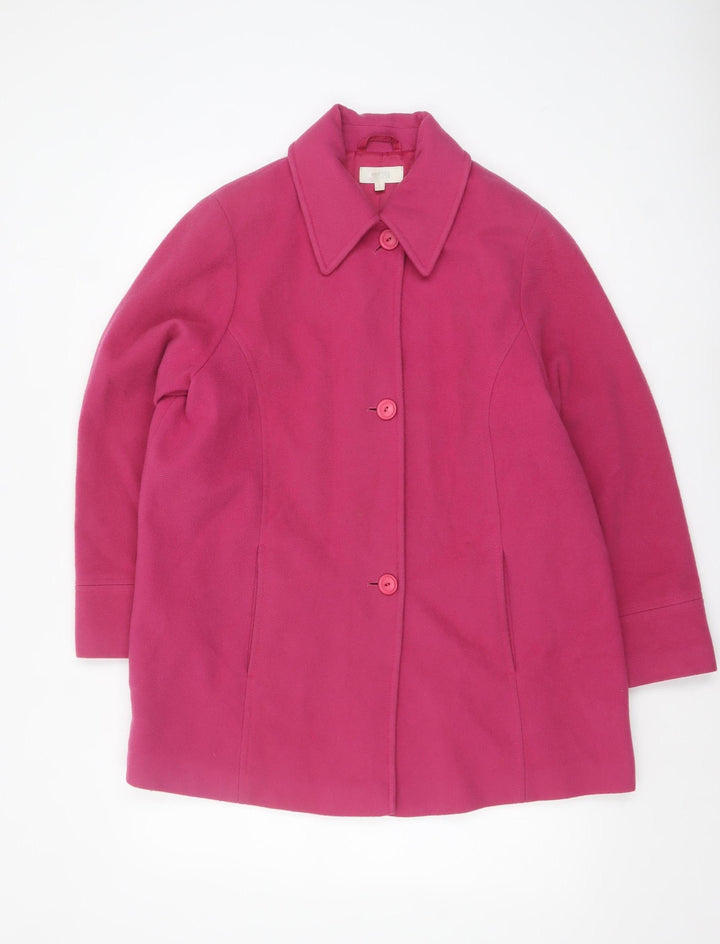 Marks and Spencer Women's Pink Wool Blend Mid-Length Button Coat Size 14