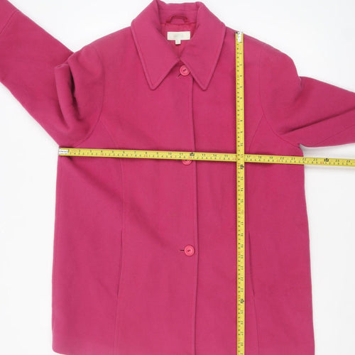 Marks and Spencer Women's Pink Wool Blend Mid-Length Button Coat Size 14