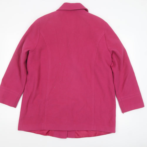 Marks and Spencer Women's Pink Wool Blend Mid-Length Button Coat Size 14
