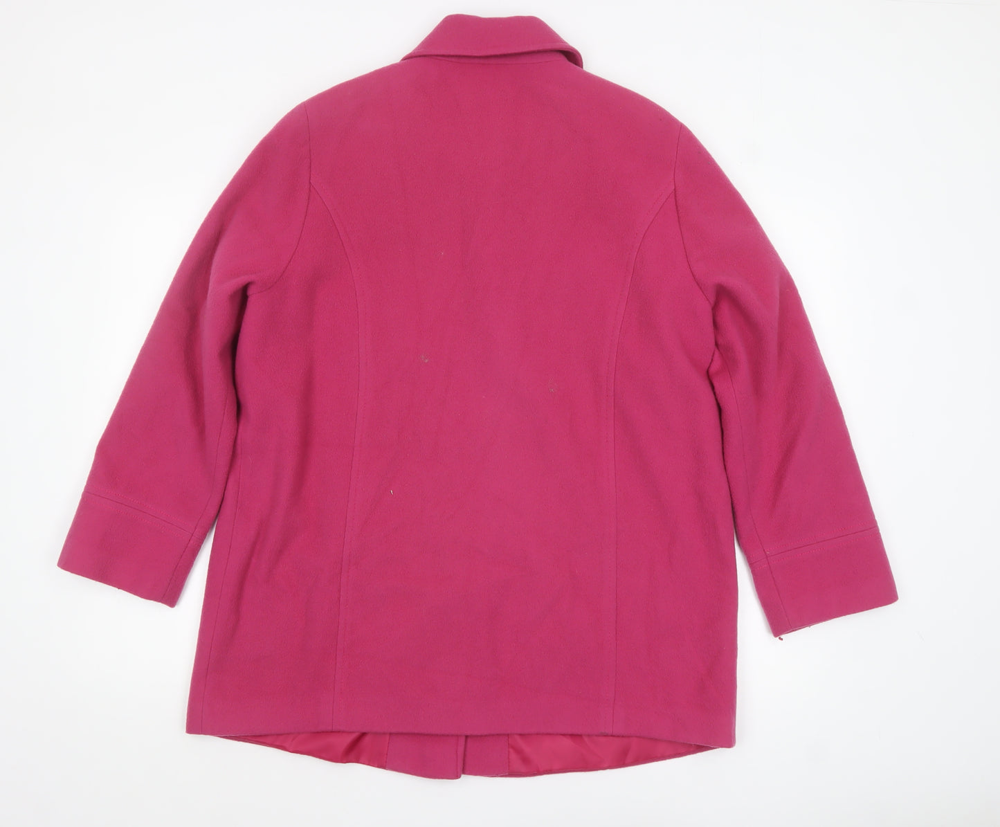 Marks and Spencer Women's Pink Wool Blend Mid-Length Button Coat Size 14