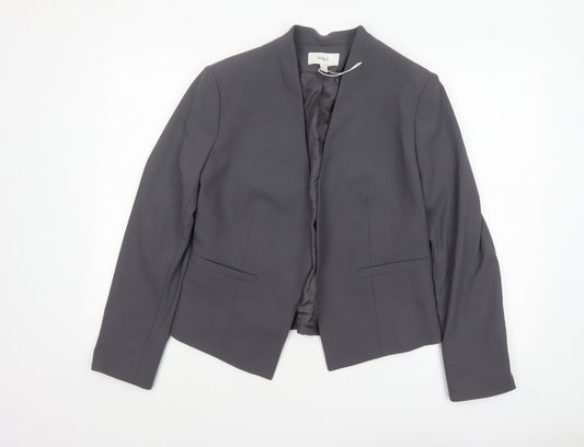 Marks and Spencer Women Grey Tailored No Collar Blazer Size 12