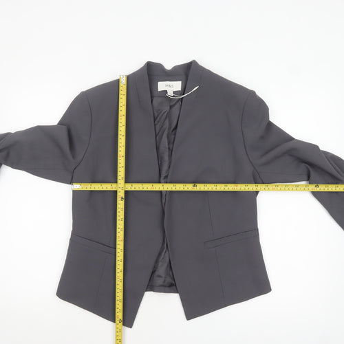 Marks and Spencer Women Grey Tailored No Collar Blazer Size 12