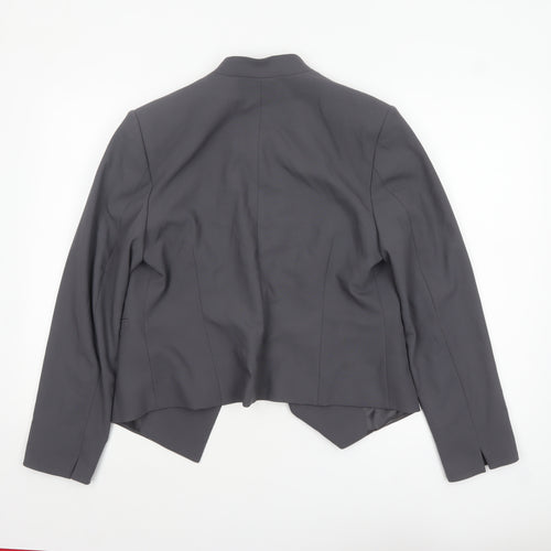 Marks and Spencer Women Grey Tailored No Collar Blazer Size 12