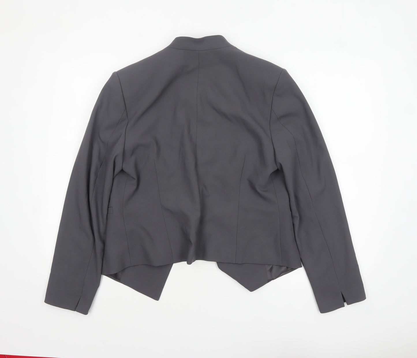 Marks and Spencer Women Grey Tailored No Collar Blazer Size 12