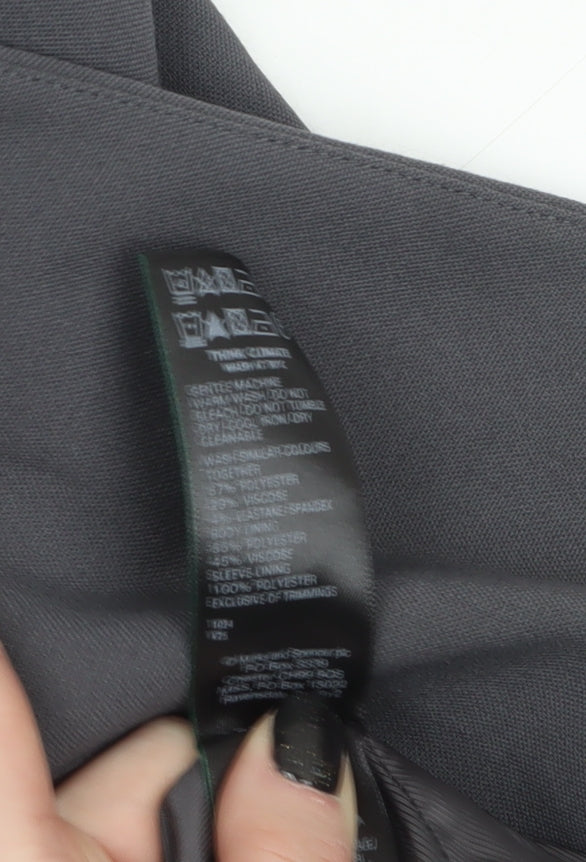 Marks and Spencer Women Grey Tailored No Collar Blazer Size 12