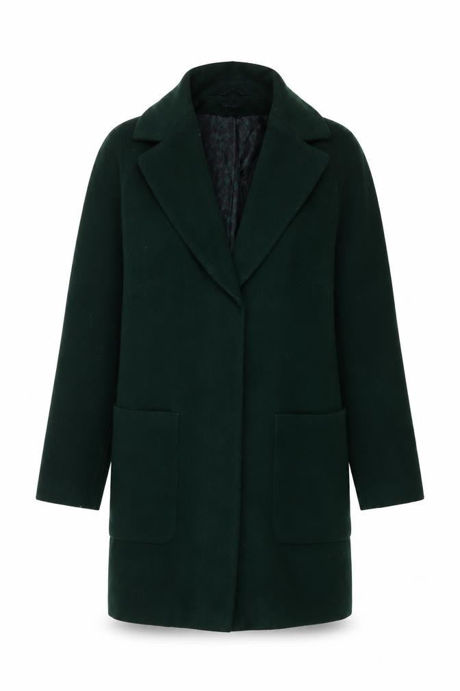 Front view of Marks & Spencer Women Green, size 8, Mid-Length Overcoat
