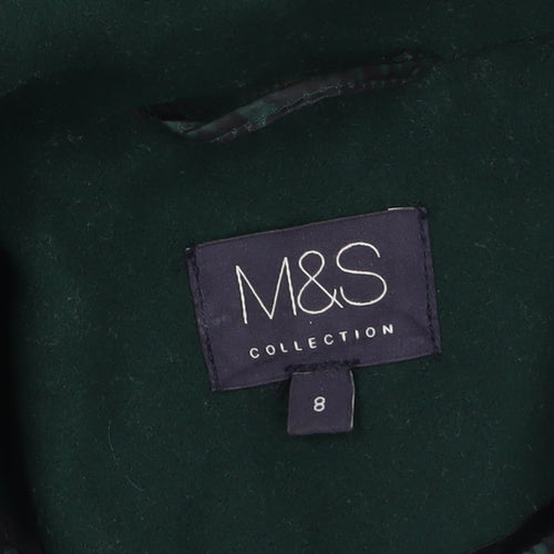 Marks and Spencer Women Green Size 8 Mid-Length Overcoat