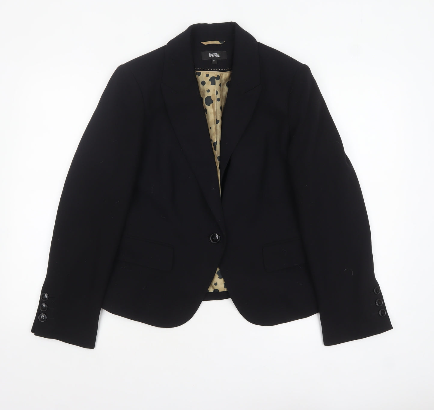 Marks & Spencer Women Black Size 14 Single-Breasted Blazer